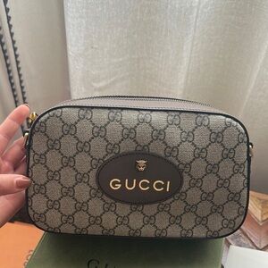 Gucci Beige and Black Logo Crossbody Bag